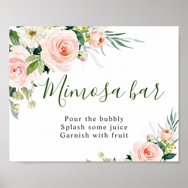 Rosa Blume Blumenstrauß Mimosa Bar Wedding Zeichen Poster (Vorne)