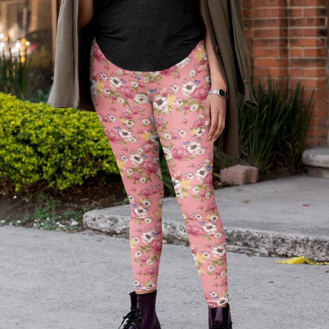 Rosa Blume Blumenwasser Farbe für sie Leggings (Von Creator hochgeladen)