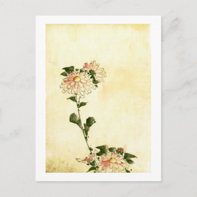 Rosa Blume Blüten, Hokusai Fine Art Postkarte (Vorderseite)