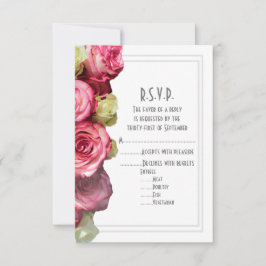 Rosa Blume Blütenhochzeit RSVP Karte