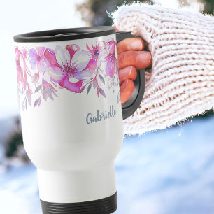 Rosa Blume Border and Brush Script Name Reisebecher