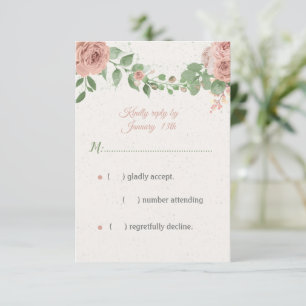 Rosa Blume, botanisch RSVP Karte