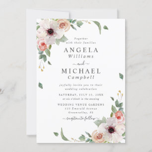 Rosa Blume Botanische Hochzeiten Einladung