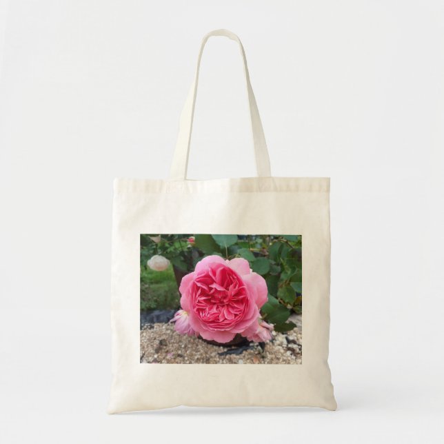 Rosa Blume Botanische Leinwand Blumenstrauß Tasche (Vorne)