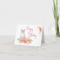 Rosa Blume Bouquet Geburtstagskarte von der Katze