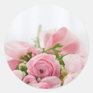 Rosa Blume Bouquet, Liebe Hochzeit Romantik Runder Aufkleber