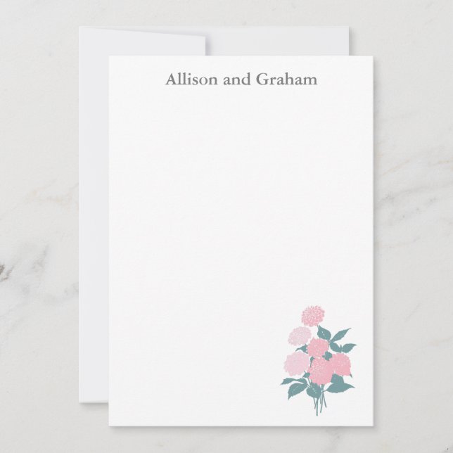 Rosa Blume Bouquet Zeichnend Personalisiert Mitteilungskarte (Vorderseite)