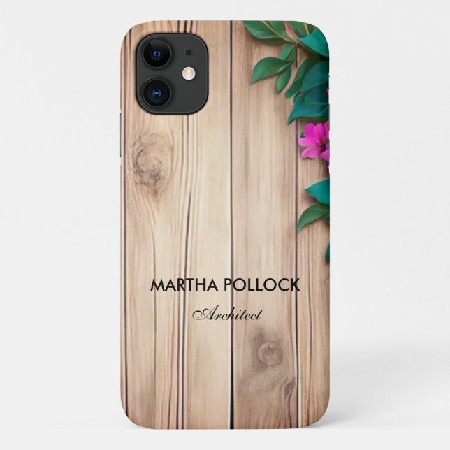 Rosa Blume, Braunholz Case-Mate iPhone Hülle (Rückseite)