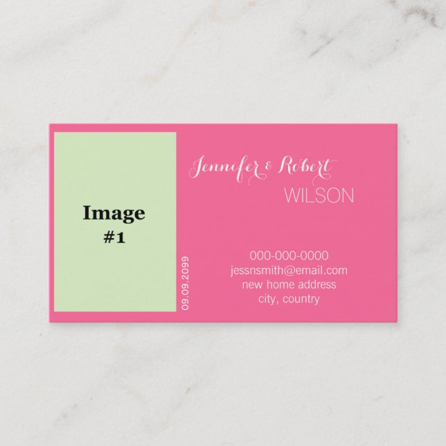 Rosa Blume Braut, Bräutigam Hochzeit neue Adresse Visitenkarte (Vorderseite)