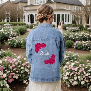 Rosa Blume Braut Jeansjacke