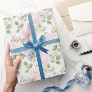 Rosa Blume Brautparty Geschenkpapier