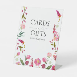 Rosa Blume Brautparty Karten und Geschenke Sockelschild