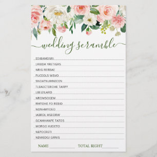Rosa Blume Brautparty Scramble Game