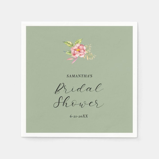 Rosa Blume | Brautparty Serviette (Vorderseite)