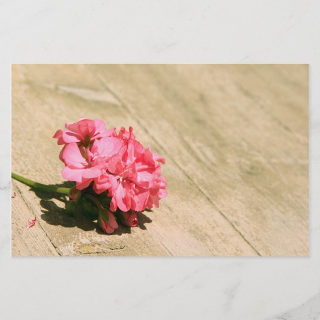Rosa Blume Briefpapier (Vorderseite)
