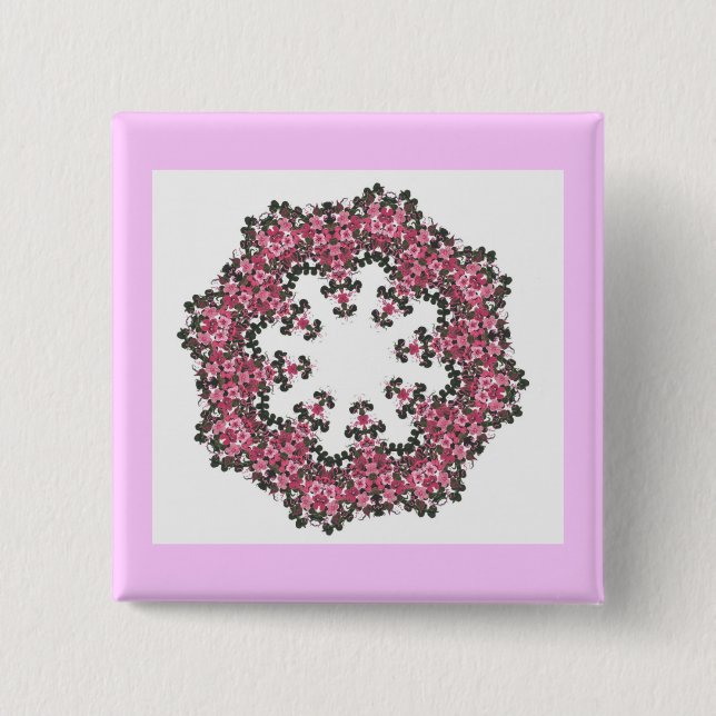 Rosa Blume Button (Vorderseite)