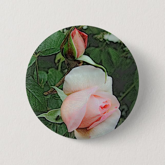 Rosa Blume Button (Vorderseite)