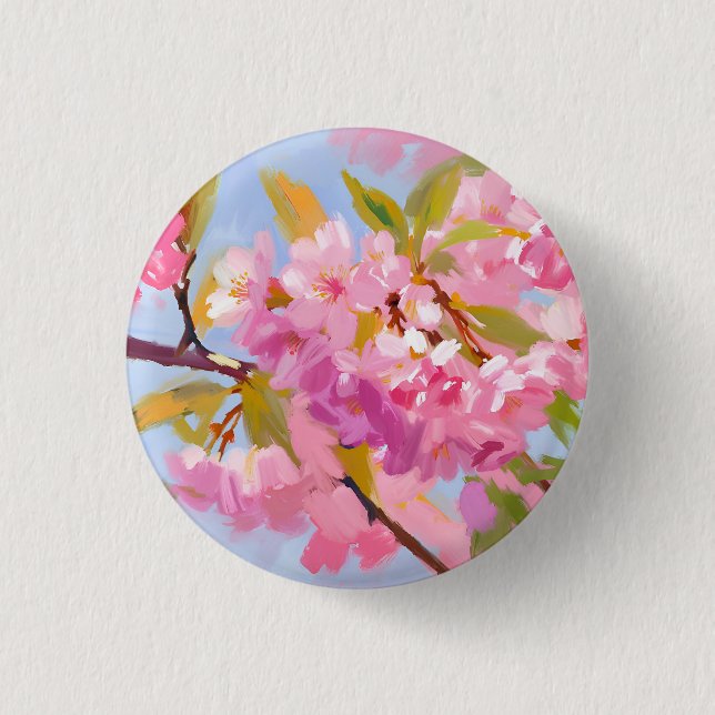 Rosa Blume Button (Vorderseite)
