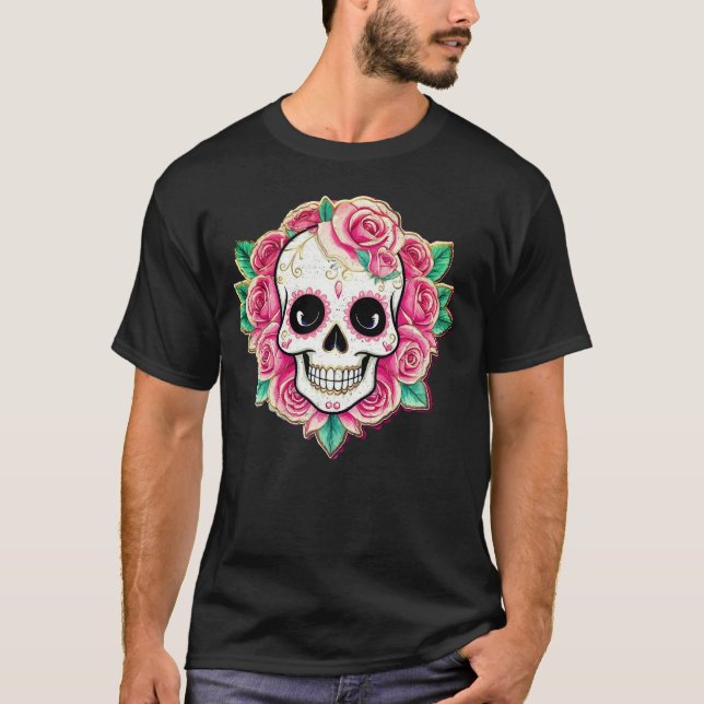 Rosa Blume Coquette Blumenstrauß Rose Skelett T-Shirt (Vorderseite)