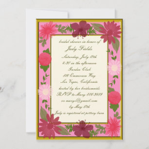 Rosa Blume Custom Bridal Dusche Einladungen