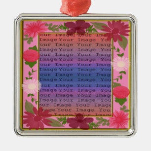 Rosa Blume Custom Square Silver Ornament
