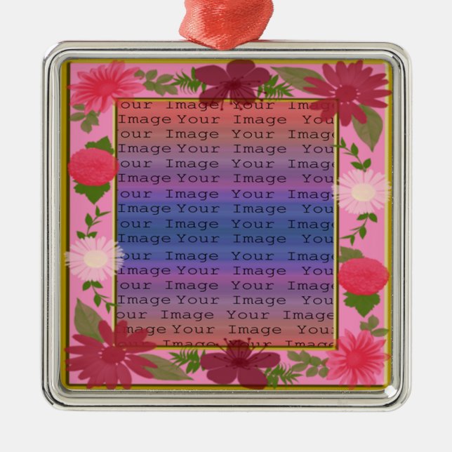 Rosa Blume Custom Square Silver Ornament (Vorne)