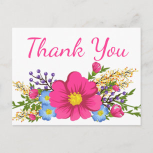 Rosa Blume Danke, dass Sie Aquarellfarben-Blume Ho Postkarte