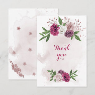 Rosa Blume Dankeskarte