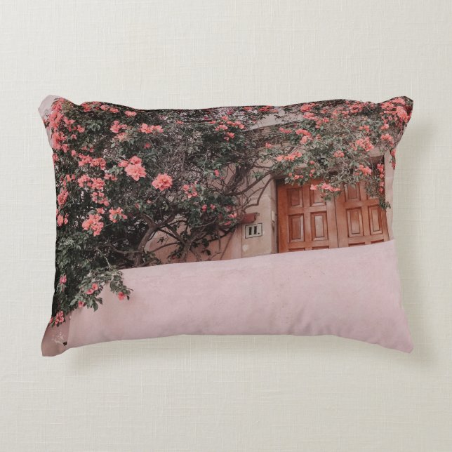 Rosa Blume Dekokissen (Vorderseite)