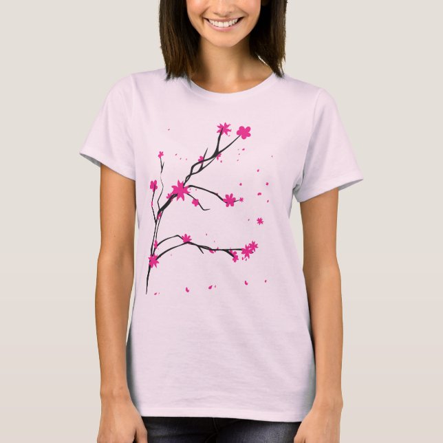 Rosa Blume, die am Wind schweben T-Shirt (Vorderseite)