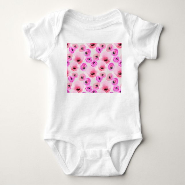 Rosa Blume Digitale Kunst Baby Strampler (Vorderseite)