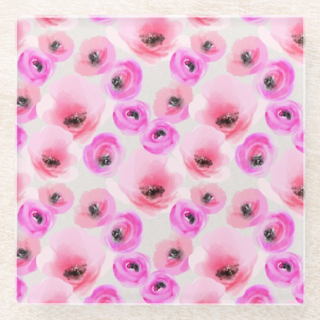 Rosa Blume Digitale Kunst Glasuntersetzer (Vorderseite)