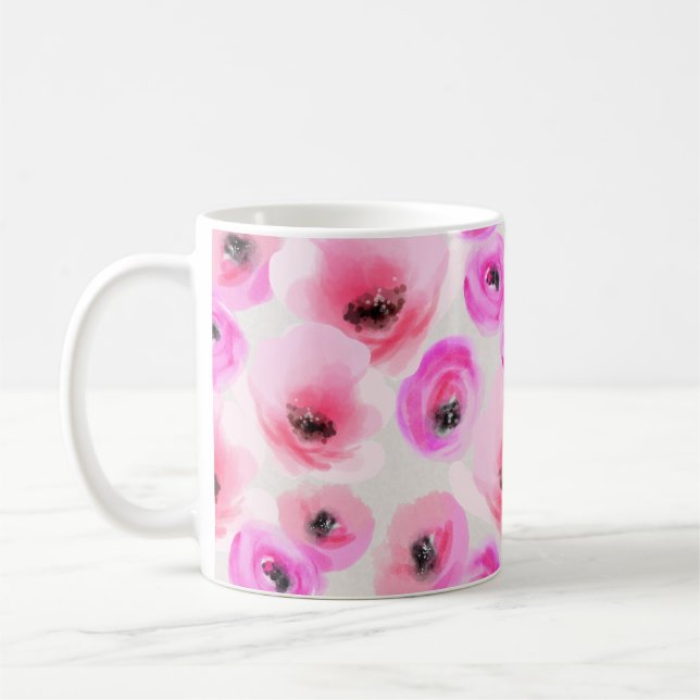 Rosa Blume Digitale Kunst Kaffeetasse (Links)
