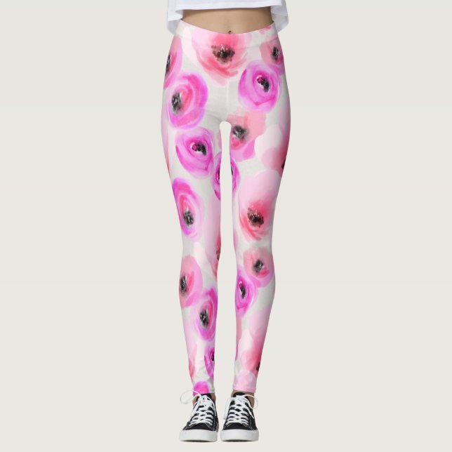 Rosa Blume Digitale Kunst Leggings (Vorderseite)