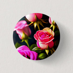 Rosa Blume - Digitales Kunstwerk Button