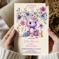 Rosa Blume Dino Girl Babydusche