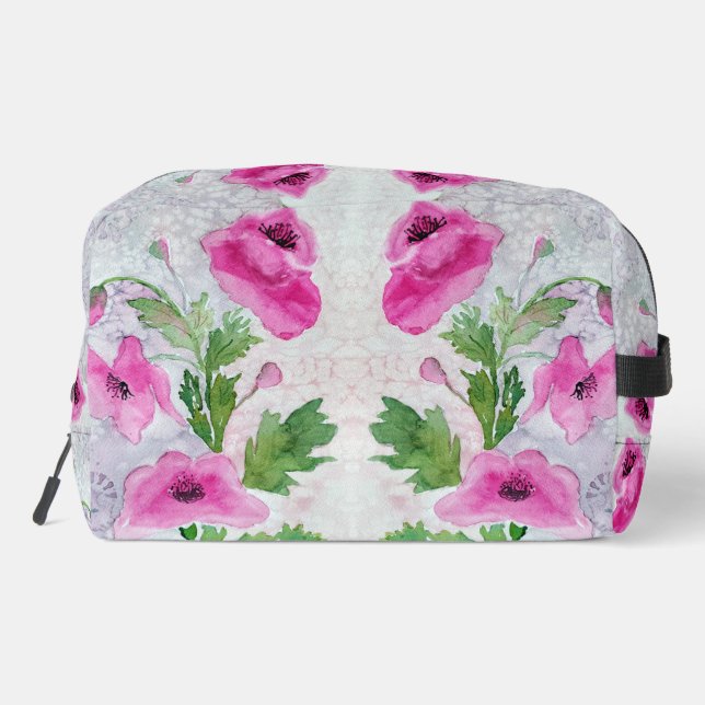 Rosa Blume Druckknopfbeutel Waschbeutel (Rückseite)