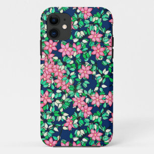 Rosa Blume, dunkelblauer Hintergrund Case-Mate iPhone Hülle