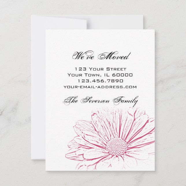 Rosa Blume Effekt Änderung der Adressenankündigung Ankündigung (Vorderseite)