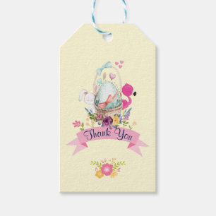 Rosa Blume, Ei, Flamingo & Bunny Danke Geschenkanhänger