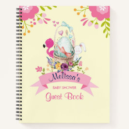 Rosa Blume, Ei, Flamingo & Bunny Watercolor Notizbuch