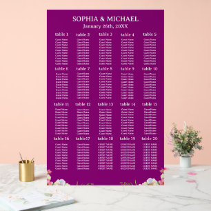 Rosa Blume Einfache Hochzeitssitzkarten Acrylschild