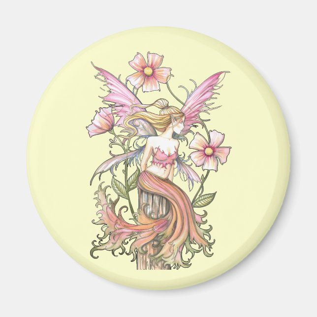 Rosa Blume Fairy Art Magnet (Vorne)