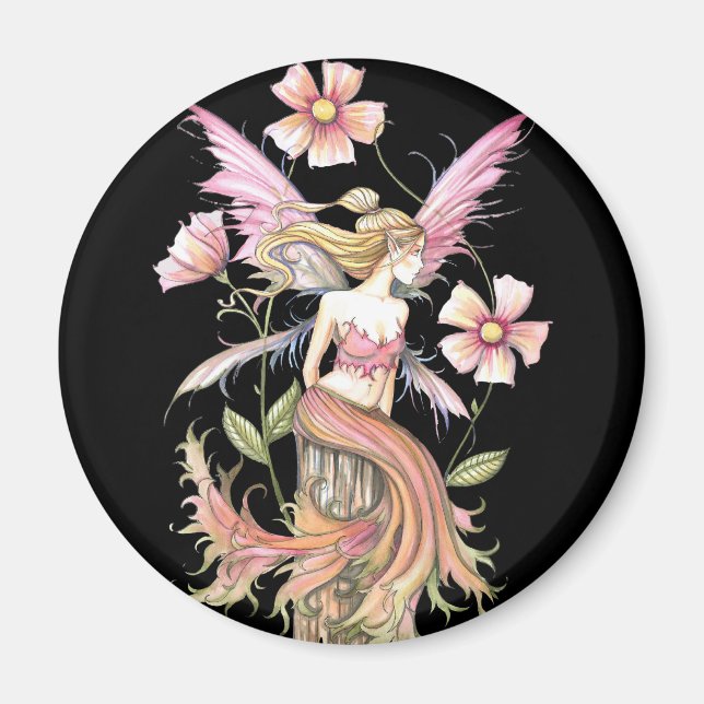 Rosa Blume Fairy Art Magnet (Vorne)