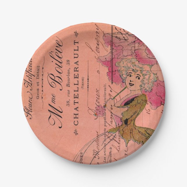 Rosa Blume Fairy Pappteller (Vorderseite)