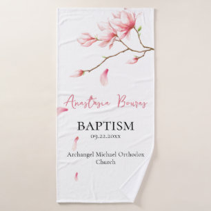 Rosa Blume Fallende Petalen Orthodoxe Taufgift Badehandtuch