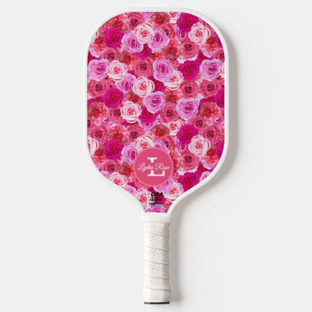 Rosa Blume Farbtöne Rosa Blütenfarben Personalisie Pickleball Schläger (Vorderseite)