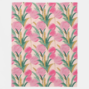 Rosa Blume Fleecedecke