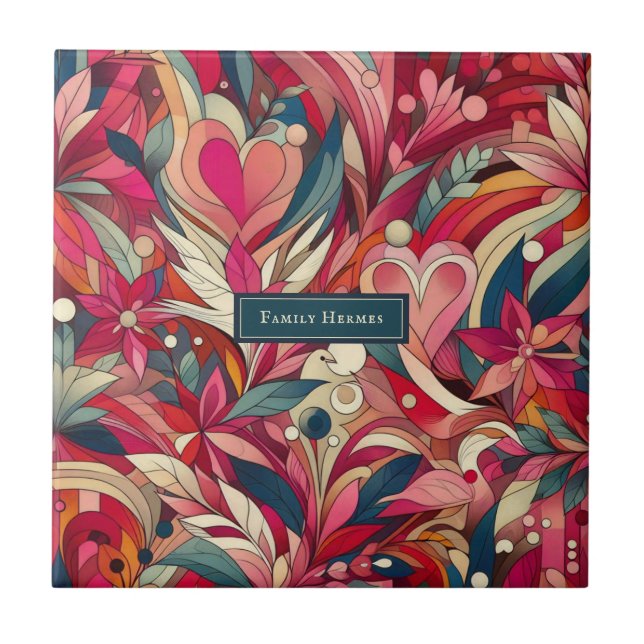 Rosa Blume Fliese (Vorderseite)