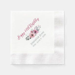 Rosa Blume Floral 60. Geburtstag Custom Napkin Serviette